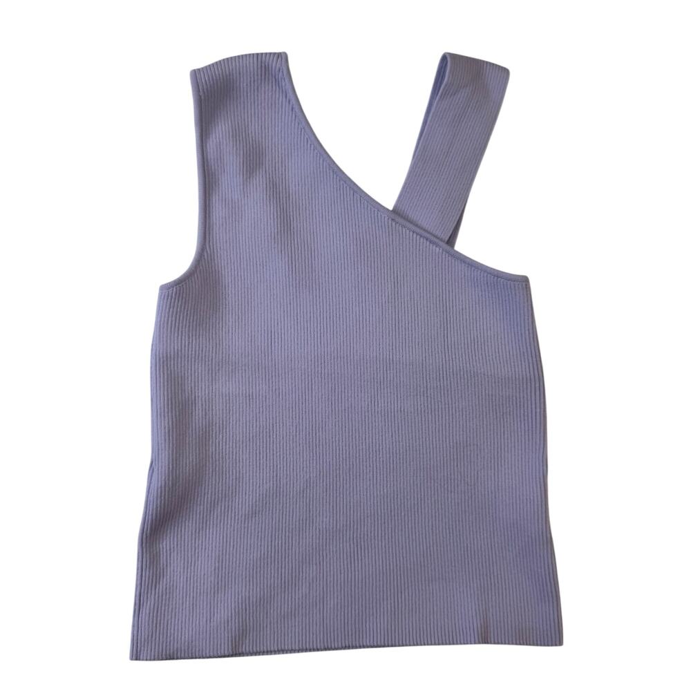 DSTLD Asymmetrical Ribbed Knit Tank Top Lilac Purple Lavender Women’s Medium - Picture 4 of 13